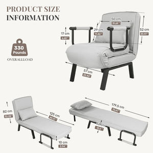 Silla Cama Plegable Moderna, Tapizada en Tela de Lino, con Esponja de Alta Densidad, Patas Metálicas Resistentes y Ecológicas - Product Image 6