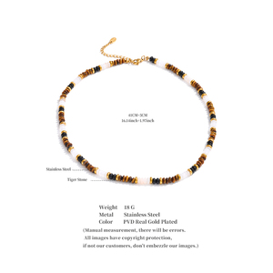 Collar JINYOU 898 Hecho a Mano con Cuentas de Piedra Natural Ojo de Tigre, Cadena de Acero Inoxidable, Gargantilla - Product Image 6