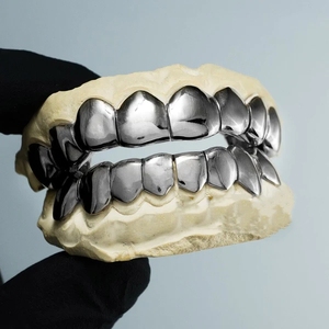 Bijoux Fins Hip Hop Grillz Plaqué Or Véritable <span class=keywords><strong>Argent</strong></span> Sterling Massif 925 Robuste Convient aux <span class=keywords><strong>Dents</strong></span> Taillées Profondément - Product Image 5
