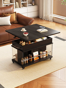 NKAHS Modern Simple Sintered Stone Side <b>Table</b> Solid Wood <b>Height</b> <b>Adjustable</b> <b>Folding</b> Coffee <b>Table</b> Household Small Space Sofa End - Product Image 2