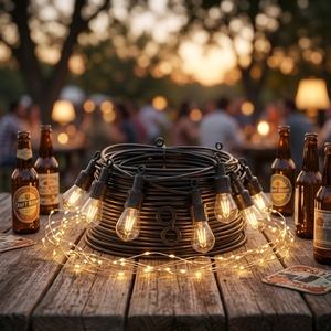 Guirlande lumineuse à ampoules à filament IP65 5M, guirlande <span class=keywords><strong>de</strong></span> mariage, éclairage extérieur pour les fêtes <span class=keywords><strong>de</strong></span> <span class=keywords><strong>Noël</strong></span>, qualité commerciale, LED rétro 110V/220V - Product Image 6