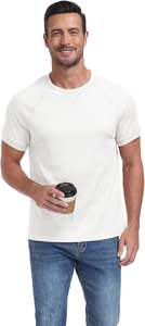 เสื้อยืดวาฟเฟิลแขนสั้นสำหรับผู้ชายเสื้อยืดคอกลมสีพื้นสำหรับฤดูร้อน - Product Image 3