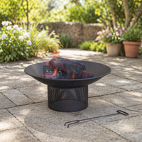 Brasero en métal noir pour bois, avec support en maille perforée, 24 pouces, écologique, pour extérieur, jardin, patio, foyer au charbon de bois