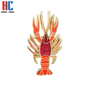 20 ans d'usine personnalisé métal rouge écrevisse homard émail broche vie marine océan et aquarium créatures artisanat cadeau - Product Image 5