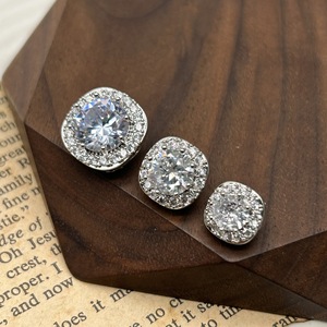 Stylish Round Shaped Micro Pave Cubic Zirconia <strong>Buttons</strong> Shirt Decoration Natural Gem Stone CZ Diamond Square <strong>Button</strong> for Clothes - Product Image 4