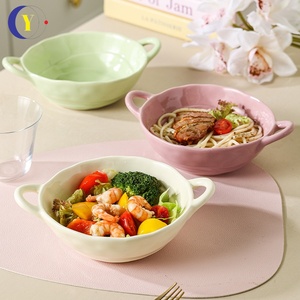 ชามซุปสองหูทรงวินเทจ ชามเซรามิกทรงแปลกตาสำหรับใช้ในบ้าน ชามโยเกิร์ตดีไซน์หรูหรา ชุดพอร์ซเลนสำหรับงานแต่งงาน อาหารค่ำ - Product Image 2