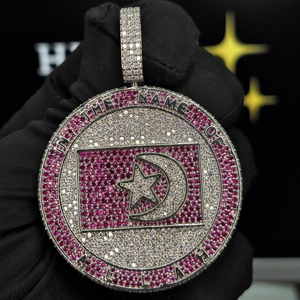 Colgante Personalizado con Símbolo Islámico Giratorio de Doble Cara, Diseño Giratorio, Colgante de Collar Hip Hop Personalizado - Product Image 1