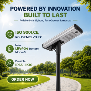 고품질 IP66 태양광 <span class=keywords><strong>LED</strong></span> 가로등 60W 리튬인산철 배터리 & MPPT 컨트롤러 3년 보증 긴 수명 - Product Image 1