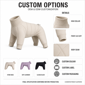 Solid Color Turtleneck 4 Leg Dog Jumpsuit dog outfitspet <b>clothes</b> oem pet <b>clothes</b> Stretch Bodysuit With Leash Hole - Product Image 2
