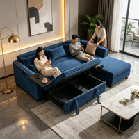 Canapé-lit convertible multifonctionnel en gros avec options de tissus personnalisables pour la location de logements et l'approvisionnement en mobilier commercial