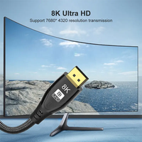 Câble coaxial torsadé DP 1.4 UHD 8K 60Hz 4K 144Hz 32,4 Gbit/s 2m blindé en PVC plaqué or pour ordinateur portable et moniteur