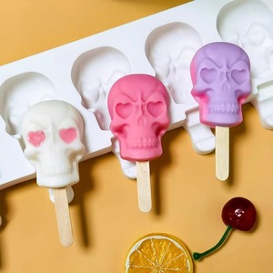 High Quality Skull Shape Food Grade Silicone Popsicle Mold, Home DIY Ice <b>Cream</b> Popsicle <b>Maker</b>, Easy Release & Reusable - Product Image 1