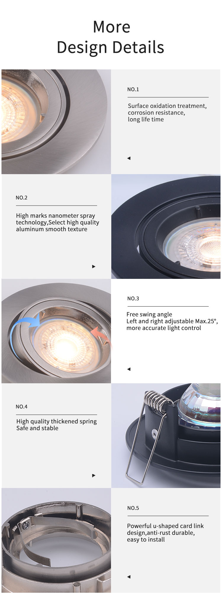 Bedroom Round Recessed Downlight Gu10 95mm Dia