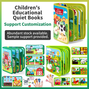 หนังสือกิจกรรมสัตว์ในฟาร์มแบบผ้าสักหลาดสำหรับเด็กเล็ก ของเล่นเสริมพัฒนาการ หนังสือเงียบๆ แบบมอนเตสซอรี่ หนังสือผ้าสักหลาดสำหรับเด็กวัยเตาะแตะ - Product Image 1