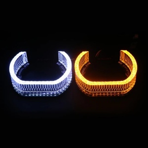 Sanvi Other Auto Light Accessories 3 Inch I8 White U Style Yellow Led Angel Ring Eyes for Led Projector Lens - Product Image 2