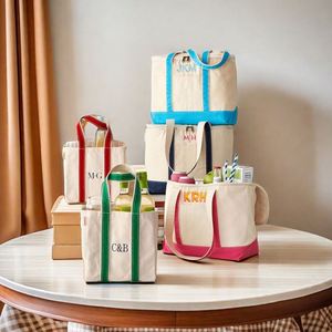 Customizable 4-6 Bottle Wine Tote <b>Bag</b> Reusable Canvas Shopping <b>Bag</b> with Dividers for Promotions - Product Image 5