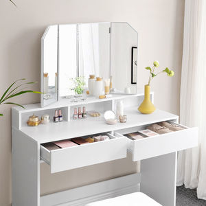 <span class=keywords><strong>Ensemble</strong></span> <span class=keywords><strong>de</strong></span> <span class=keywords><strong>coiffeuse</strong></span> <span class=keywords><strong>de</strong></span> maquillage avec miroir à trois volets, <span class=keywords><strong>coiffeuse</strong></span> blanche <span class=keywords><strong>de</strong></span> Style moderne à 2 tiroirs, vente en gros - Product Image 5
