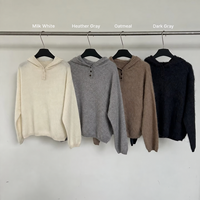 Pull à capuche en cachemire doux et moelleux de style coréen, tricoté, décontracté, adapté au travail, polyvalent