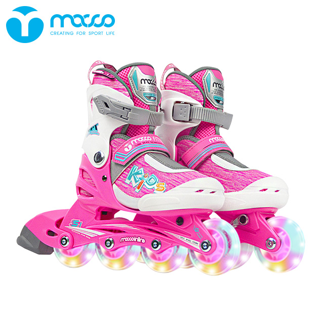 detachable Children's four flashing wheel roller blades patines PP hard shell boots with lasting set 3 in 1S1/K7/PK