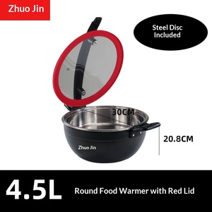 Calentador de Comida Tipo Buffet de Acero Inoxidable de Alta Capacidad (4.5L/5L) Negro/Rojo para Hoteles, Restaurantes y Servicios de Catering, Marca Zhuojin - Product Image 5