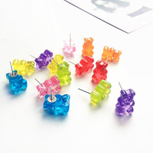 Venta directa <span class=keywords><strong>de</strong></span> fábrica Creative Candy-Colored Resin Little Bear Stud Pendientes Chapado en oro <span class=keywords><strong>con</strong></span> perla Piedra principal al por mayor - Product Image 3