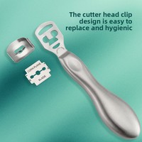 Râpe à pieds ovale en acier inoxydable, tête carrée, lame épaisse détachable, double usage, pour éliminer les callosités et exfolier, outil de pédicure