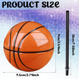 15 OZ bóng rổ ly với ống hút và nắp nhựa bóng ly tái sử dụng bóng rổ bên ly thể thao chủ đề bên Nguồn cung cấp - Product Image 5