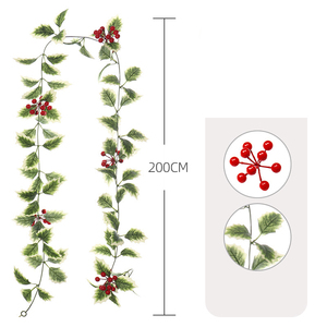 Couronne de <span class=keywords><strong>lierre</strong></span> de Noël artificielle avec feuilles de houx et baies rouges pour une décoration intérieure festive - Product Image 6