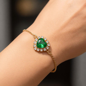 Modisches Vergoldetes Mehrfarbiges Zirkon-Armband-Set Sonnenblumen-Halo Kristallherz Tropfenförmiger Edelstein Zinklegierung Damen Party-Schmuck - Product Image 3