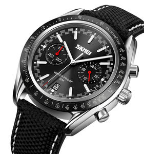 <span class=keywords><strong>Montre</strong></span> à quartz SKMEI 9292 avec bracelet en cuir, double fuseau horaire et chronomètre - Product Image 5