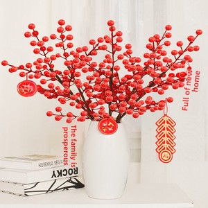 <span class=keywords><strong>Fleurs</strong></span> <span class=keywords><strong>artificielles</strong></span> de fruits rouges porte-bonheur, seau de <span class=keywords><strong>fleurs</strong></span> porte-bonheur, arrangement floral DIY, mousse stéréotypée semi-machinale, Nouvel An - Product Image 2