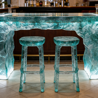 Table de bar en résine transparente, table à manger, comptoir, mobilier de luxe en cristal, hôtel, restaurant, usage commercial