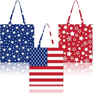 사용자 정의 로고 하이 퀄리티 미국 독립 기념일 핸드백 토트 쇼핑백 캔버스 가방