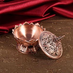 Incense Burner Holy Tibetan Lotus Incense Burner Alloy Bronze Incense <strong>Holder</strong> Metal Craft Handmade Censer for Office Home Decor - Product Image 4