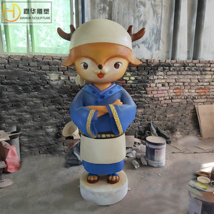 Escultura de Ciervo de Dibujos Animados Jiahua, Figura Decorativa de Fibra de Vidrio Hecha a Mano para Montar en el Suelo - Product Image 1
