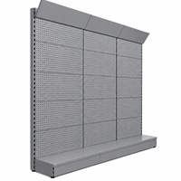 Étagère d'angle de supermarché, présentoir de vente au détail à panneau perforé, étagère de fin de rayon pour épicerie, support promotionnel en métal noir
