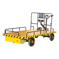 Carretilla Eléctrica de Plataforma de Cuatro Ruedas para Trabajo Pesado, Carro de Transporte de Paletas para Obras de Construcción y Talleres, de Hierro