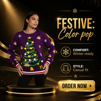 Pull de Noël rouge pour femme, col rond, manches longues, tricoté, pull de fête, vêtements décontractés d'hiver