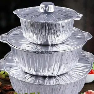 Lebensmittel zum Mitnehmen Ladegerät Gläser Lebensmittelverpackung Aluminiumfolie Silber PET rund Aluminium Einweg mit Deckel