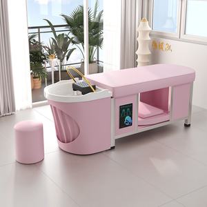 Ensemble de mobilier de salon de coiffure haut de gamme moderne, couleur rose, solution tout-en-un, fauteuil de barbier - Product Image 4