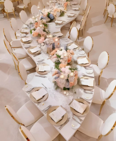 Table de salle à manger ronde moderne de luxe en verre doré et acier inoxydable pour événements en plein air, parcs, mariages et réceptions