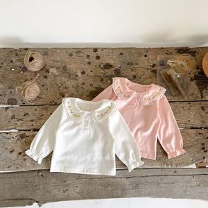 Camicetta Primaverile e Autunnale 2022 per Bambine con Ricamo Semplice, Colletto e Maniche Lunghe in Cotone, 0-3 Anni - Product Image 1