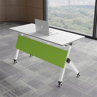 Mekia Ensemble Table et Chaises de Conférence Pliables en Métal, Modulable, Multifonctionnel, Design Moderne, pour Bureau et Salle de Classe, Long