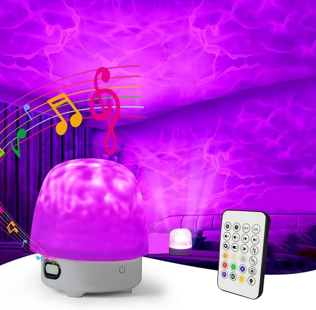 LED Water Ripple Night Light Wireless Speaker Touch Control USB Rechargeable Atmosphere Table Lamp Ocean Wave Room Art