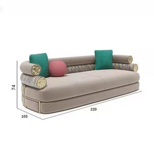 أريكة فرنسية على الطراز الكريمي ، أريكة زاوية منحنية لغرفة المعيشة وشقة صغيرة - Product Image 1