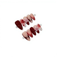 Faux ongles faits à la main B561, couvrance totale, motif floral dégradé pour doigts