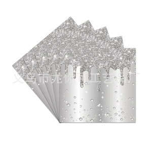 Ensemble de vaisselle jetable en papier avec paillettes argentées et diamants, assiettes, gobelets, serviettes, fournitures pour fêtes - Product Image 5