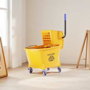 Chariot <span class=keywords><strong>de</strong></span> nettoyage mobile pour hôtels, commerces, avec essoreuse <span class=keywords><strong>à</strong></span> serpillière manuelle, roues silencieuses en plastique épais, pour magasins, restaurants - Product Image 1