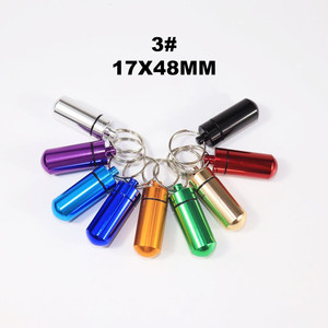 Decorative Gifts Capsule Shape Mini Portable Aluminium Pill Storage <strong>Box</strong> with Keychain - Product Image 5