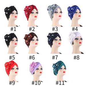 Fleur à volants Polyester Turban casquettes femmes musulmanes intérieur Hijab Cap Turban <span class=keywords><strong>bandeau</strong></span> maison porter <span class=keywords><strong>chimio</strong></span> chapeau - Product Image 6
